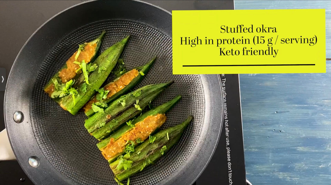 Stuffed okra - Keto friendly, gluten free, high in protein, high in fibre and vegan
