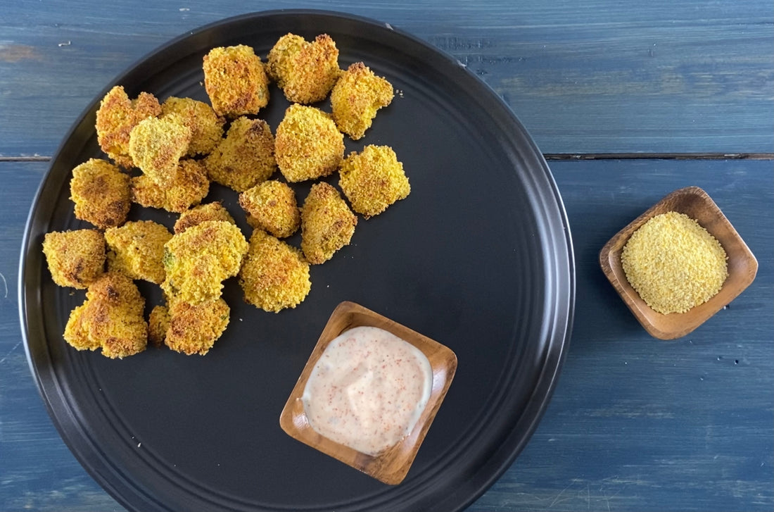 Crunchy cauliflower bites - Keto friendly, gluten free, high in protein, high in fibre and vegan