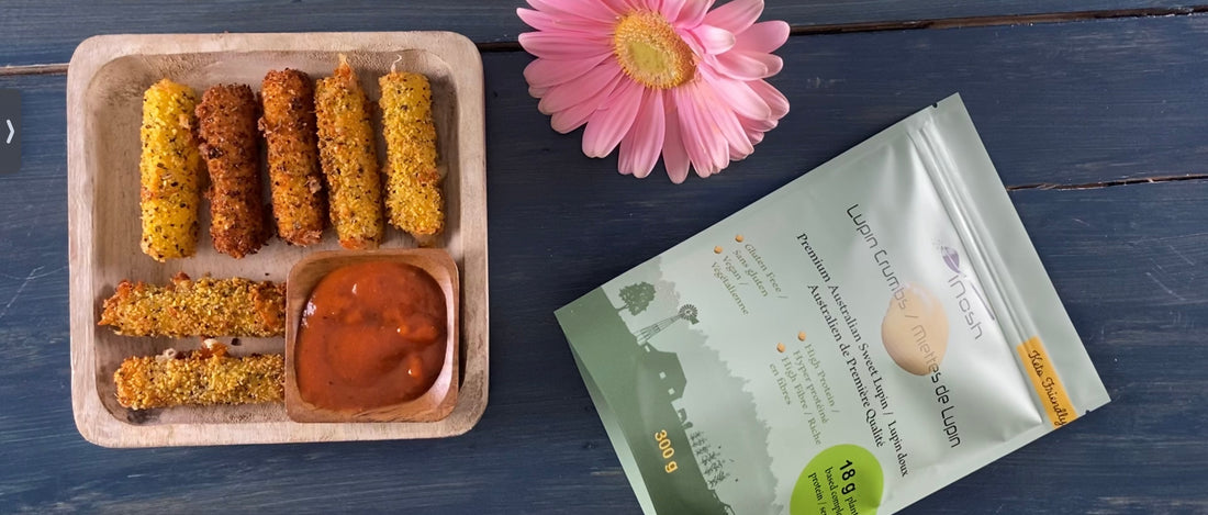 Crispy mozzarella sticks - Keto friendly, gluten free, high in protein, high in fibre and vegan