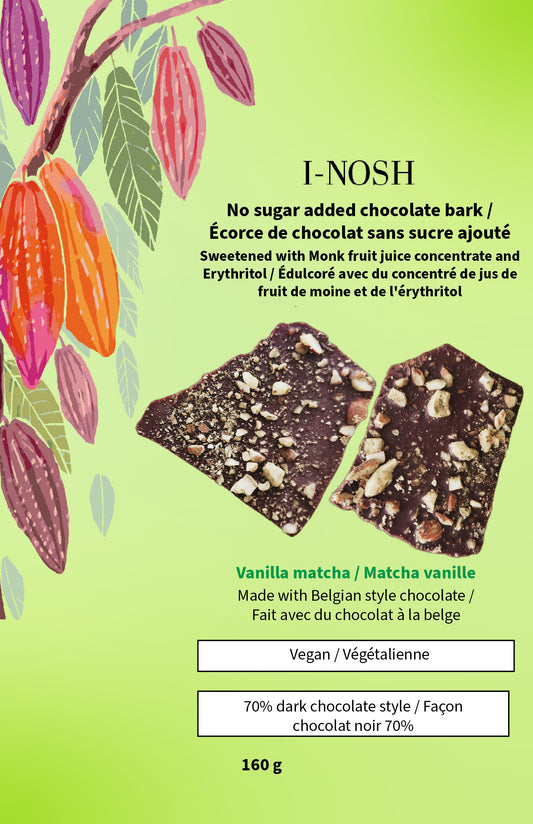 No sugar added chocolate bark - Vanilla matcha