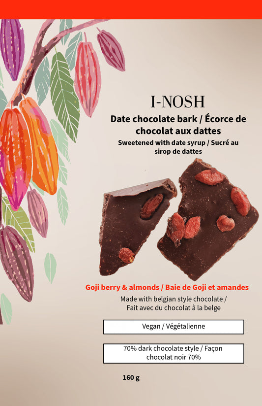 Date - Chocolate bark (Goji berry and almonds)